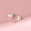 Wholesale 999 Sterling Silver Rabbit Ear Nail Women's Small Earrings Summer Elegant Screw Internet Celebrity Earrings