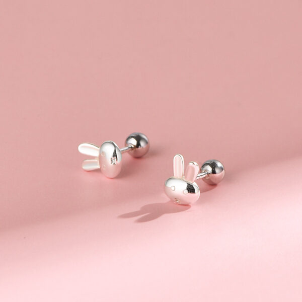 Wholesale 999 Sterling Silver Rabbit Ear Nail Women's Small Earrings Summer Elegant Screw Internet Celebrity Earrings