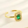 Wholesale PVD Coated 18K Gold Plated Square Water Droplets Heart Shape Stainless Steel Shiny Waterproof Non Tarnish Open Ring