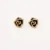 Wholesale Electroplated Flowers Stud Earrings For Women In 14K Real Gold Plated Copper With Zircon Inlay And UV Plating