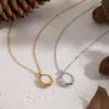 Wholesale Minimalist Oval Oil Drop Pendant Necklace Stainless Steel Vacuum Electroplating Multifunctional Daily Jewelry For Women Simple Design