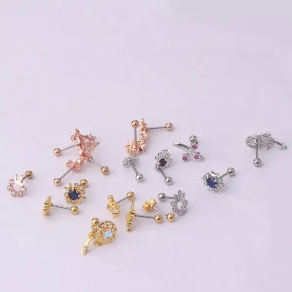 Wholesale 316L Stainless Steel Copper Ear Cartilage Rings & Studs Crown Waterproof Non Tarnish Surgical Steel