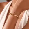 Wholesale New Fashionable Titanium Steel Bracelet 18K Gold Leaf And Flower Design Non-Fading Stylish Women's Jewelry Accessory