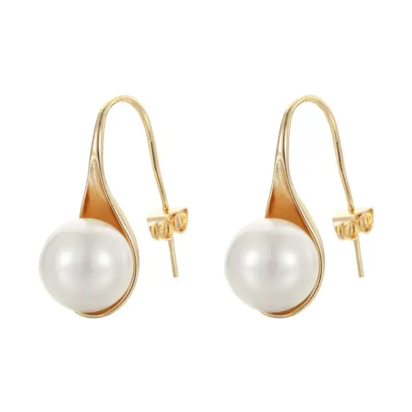 Wholesale Geometric Ear Hook Earrings For Women Featuring Copper Material With Artificial Pearl Inlay
