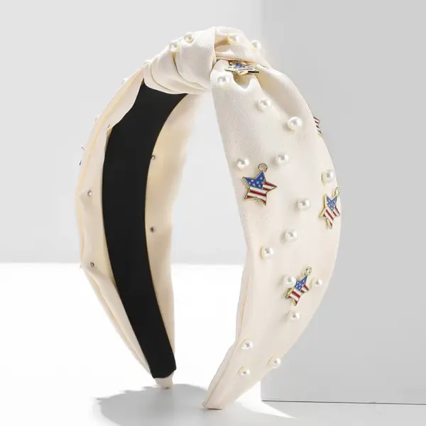Wholesale Solid Color Pearl Hairband American Flag Women Hair Accessories Durable Minimalist Women Hairband