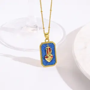 Deep Blue Cross with Chain / 1 Strand/Package