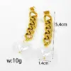 Wholesale Women Irregular Drop Earrings Electroplated 304 Stainless Steel 18K Gold Plated 0.03-0.05µm Pearl Inlay