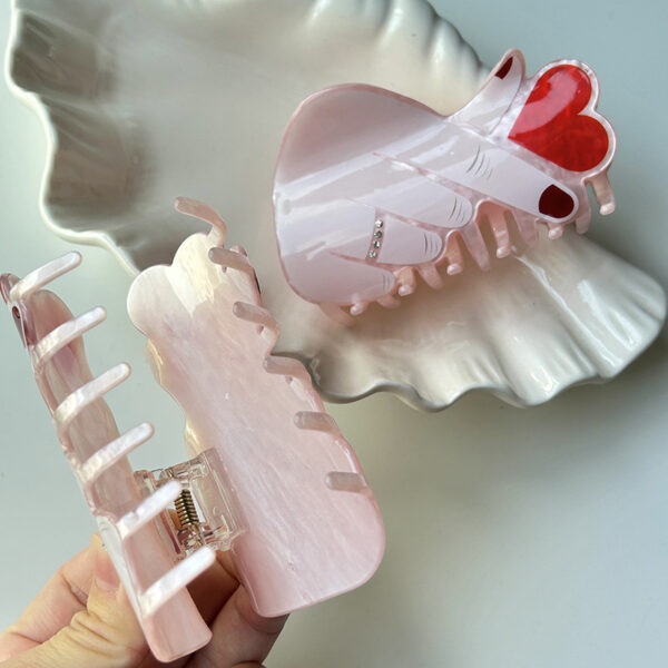 oly-f5cb141585d0da4d264998072c1a8879 Wholesale Valentine's Day Hair Accessories Style Personalized Acrylic Bixin Large Hairpin Simple Fashion Point Drill Grab Clip Headwear for Women