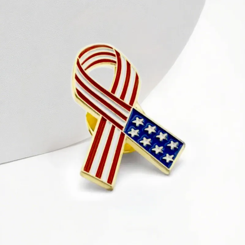 Wholesale American Flag Pin In Alloy With Enamel Finish, Perfect For Independence Day Celebrations