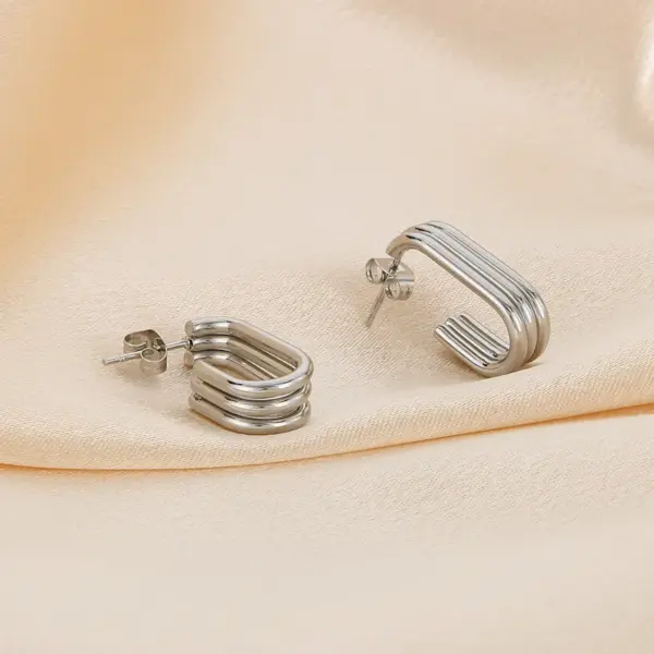 Wholesale PVD Coated 18K Gold Plated C Shape U Shape Geometric 304 Stainless Steel Simple Style Waterproof Non Tarnish Ear Studs