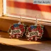 Wholesale Retro Rose Print Drop Earrings In White & Red Acrylic With 304 Stainless Steel Ear Pins For Women