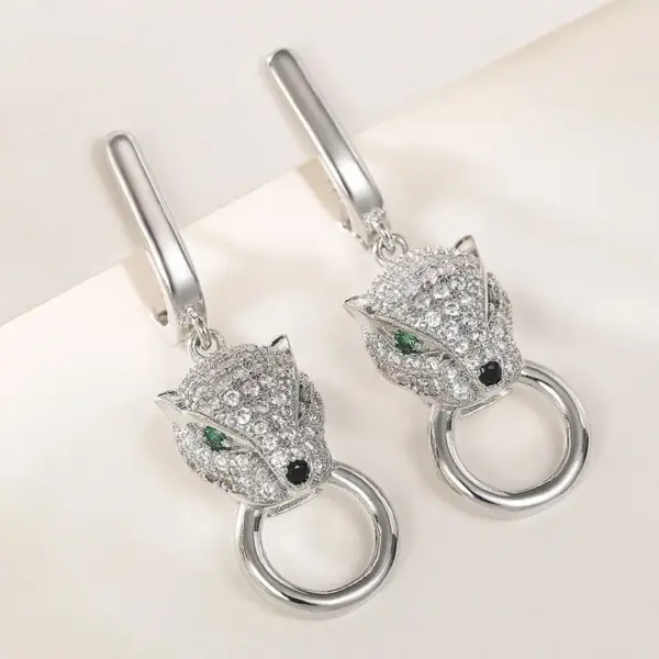 Wholesale Women’s Animal Drop Earrings With Claw Setting, White K Plated Copper Featuring Zircon Inlay And Water Plating
