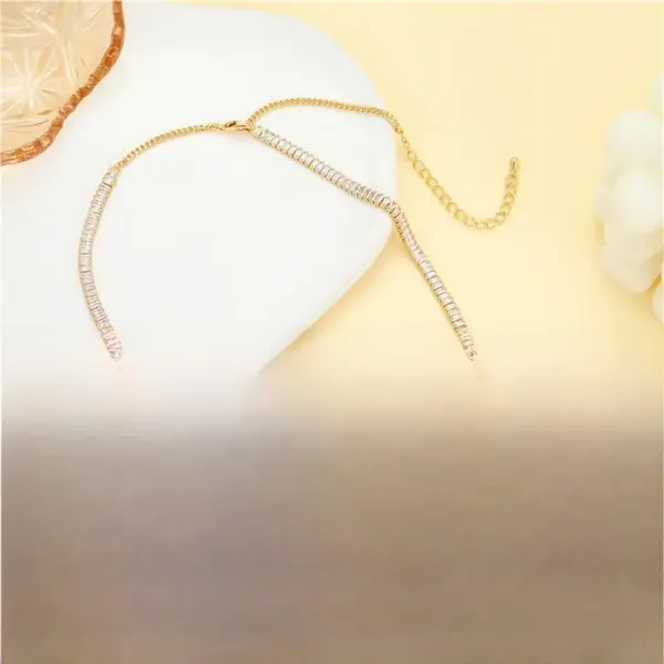 Wholesale Women’s Long Snake Chain Necklace With Tassel Craft, Electroplated Copper Featuring Zircon Inlay