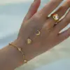 Wholesale Sun Star Moon Vacuum Plating (In Furnace) 304 Stainless Steel Zircon Plated 18K Real Gold Lobster Clasp Cable Chain/Cross Chain/O Chain Bracelet For Women