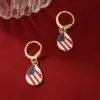 Wholesale USA Independence Day Flag Ice Cream Star Apple Flag Earrings Jewelry Five-Piece Set Women's Fashion Accessories
