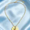 Wholesale Maple Leaf Waterproof Women's Necklace In 304 Stainless Steel With 18K Gold Plated Finish And Zircon Inlay On Box Chain