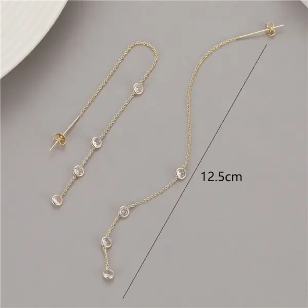 Wholesale Tassel Stud Earrings For Women In Copper With Zircon Inlay Featuring Elegant Tassel Craft