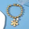 Wholesale PVD Coated Real Gold Plated 24K 18K Gold Flower 304 Stainless Steel Sweet Classic Style Waterproof Non Tarnish Bracelets