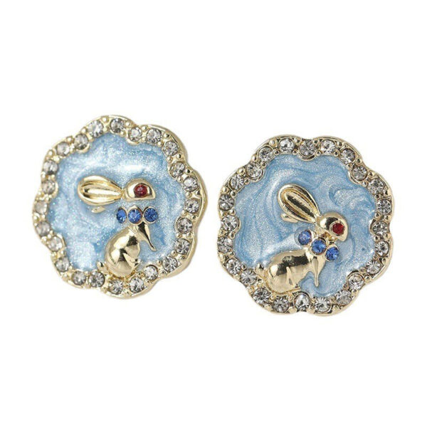 Wholesale Easter Diamond Rabbit Blue Glazed Earrings Gorgeous Ladies Party Earrings Niche Design Fashion All-Match