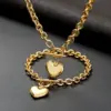 Wholesale 201 Stainless Steel 304 Stainless Steel Heart Shape Electroplating Stone-Free 18K Real Gold Plated Golden Plated Vacation Classic Style Cable Chain Bracelets Necklace