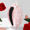 Wholesale Valentine's Day Pearl Headband Retro French Style Bow Hair Clip Wide Edge Face Washing Headband Non-slip