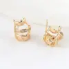 Wholesale Geometric Stud Earrings In Copper With Zircon Inlay, Featuring 925 Sterling Silver Ear Pins, Available In Gold With Simple Style
