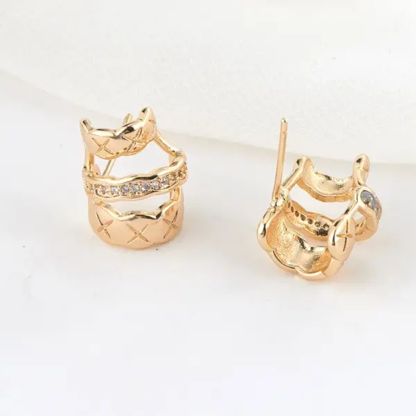 Wholesale Geometric Stud Earrings In Copper With Zircon Inlay, Featuring 925 Sterling Silver Ear Pins, Available In Gold With Simple Style