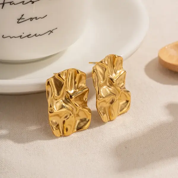 Wholesale 304 Stainless Steel Square PVD Coated Commute Waterproof Non Tarnish Plating Gold Earrings