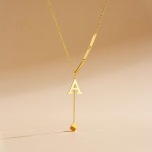 Wholesale Stainless Steel Initial Necklace — Titanium Steel Long Tassel Pendant with Capital Letter