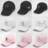 oly-f67527d5e2f0f431328ef1ccc4113e24 Wholesale style personalized chain iron ring baseball cap versatile student Korean style curved brim peaked cap female summer sun hat