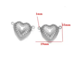 Stainless Steel Hollow Pendant Steel Color-Double Hanging Heart