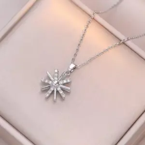 X1223 Steel SUNFLOWER Rotating Necklace