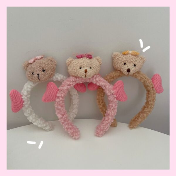Wholesale Cute Three-Dimensional Love Bear Hair Band Cyber Celebrity Plush Bear Ear Wash Face Hair Band Hair Band Hair Accessories Women