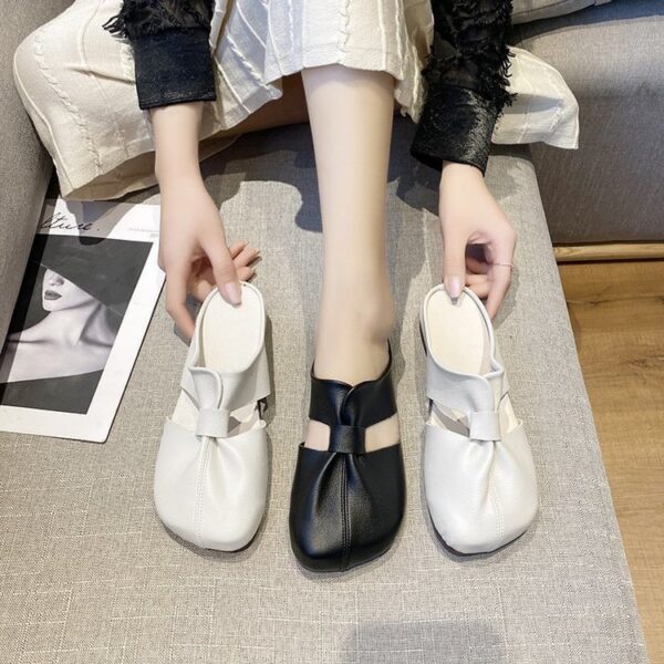 oly-f6980ad6eddccb59eff9d8fee8372fa1 Wholesale plus size slippers women wear soft bottom baotou half slippers hollow pleated sandals