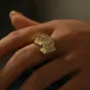 Wholesale Copper Plated (Vacuum Electroplating) 18K Real Gold Plated Rhinestone Heart-Shaped Inlaid Open Ring For Women Valentine's Day