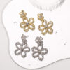 Wholesale E12859 metal-style geometric diamond earrings fresh and sweet hollow flowers light luxury exquisite earrings for women