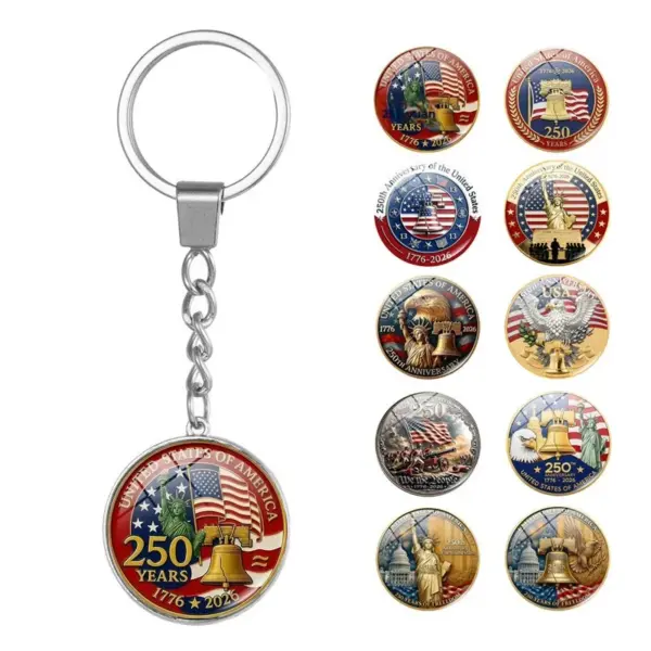 Wholesale United States Independence Day Memorial Keychain In Alloy, Perfect For Celebrating National Pride