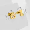 Wholesale Design Sensation Niche Student Sweet Cat Paw Dog Paw Bone Earrings Luxury Asymmetric Studs Golden Butterfly Cap Stainless Steel