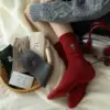 Wholesale Women's Mid-Calf Christmas Socks Cotton Sweat Absorbent Autumn Winter Knitted Patterned Snowman Embroidery Fashionable Chunky Socks