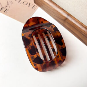 Oval hairpin-transparent red leopard print / Ps+silica gel
