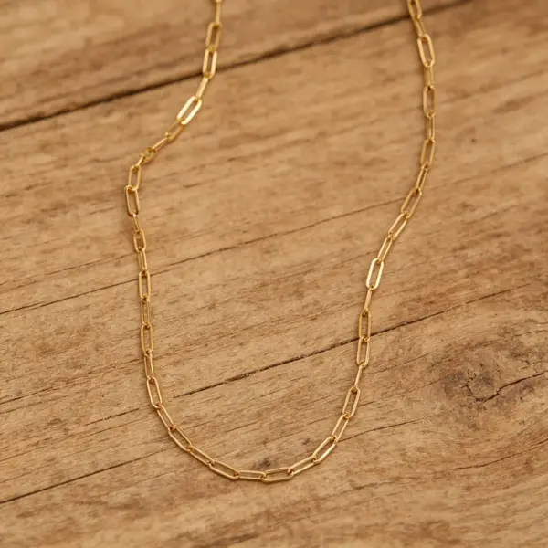 Wholesale Unisex Paper Clip Necklace With Hypoallergenic 316 Stainless Steel And 14K Real Gold PVD Coated Cuban Link Chain