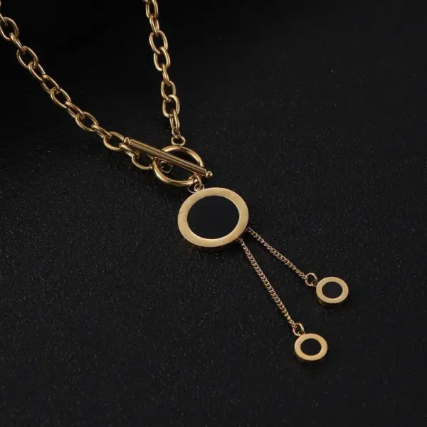 Wholesale Jewelry Simple Style Round Square Heart Shape Titanium Steel Pearl Zircon Toggle Plating Inlay Necklace Cable Chain