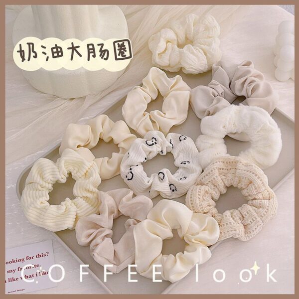 Wholesale Autumn and Winter milk brown Pig Colorful Hair Ring Women Simple Head Rope Mori Tie Hair Sweet Hair Accessories