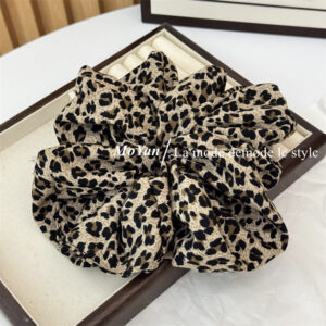 Extra large light leopard print hair tie