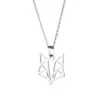 Wholesale Stainless Steel Hollow Out Animal Necklace Fox Pendant Wish Geometric Clavicle Chain Jewelry Simple Polished Metal For Women