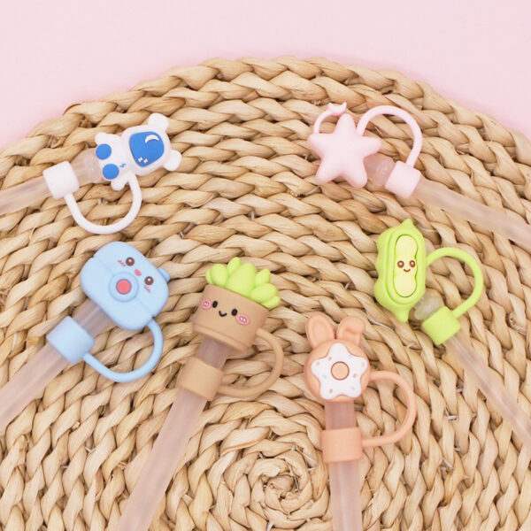 Wholesale 8-10mm Environmental Protection Grade PVC Straw Cap Stereo Cartoon Dust-proof Suction Plug Pipe Protective Cover