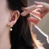 Wholesale 1 Pair Basic Simple Style Knot 304 Stainless Steel Titanium Steel Artificial Pearls 18K Gold Plated Vacuum Plating PVD Coated Drop Earrings