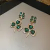 Wholesale Simple Style Green Flower Stud Earrings For Women, Made Of Zinc Alloy With Zircon Inlay