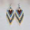 Wholesale Bohemian Long Tassel Earrings Handmade Beaded Women's Party Jewelry Geometric Shape Ethnic Style Triangle And Ring Craft