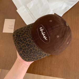 Brown-ch leopard print letters stitching / M(56-58cm)